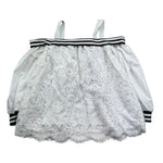 Monnalisa Top Manica Lunga Tinta Unita con Ricami per Bambina 493300 BIANCO MONNALISA 