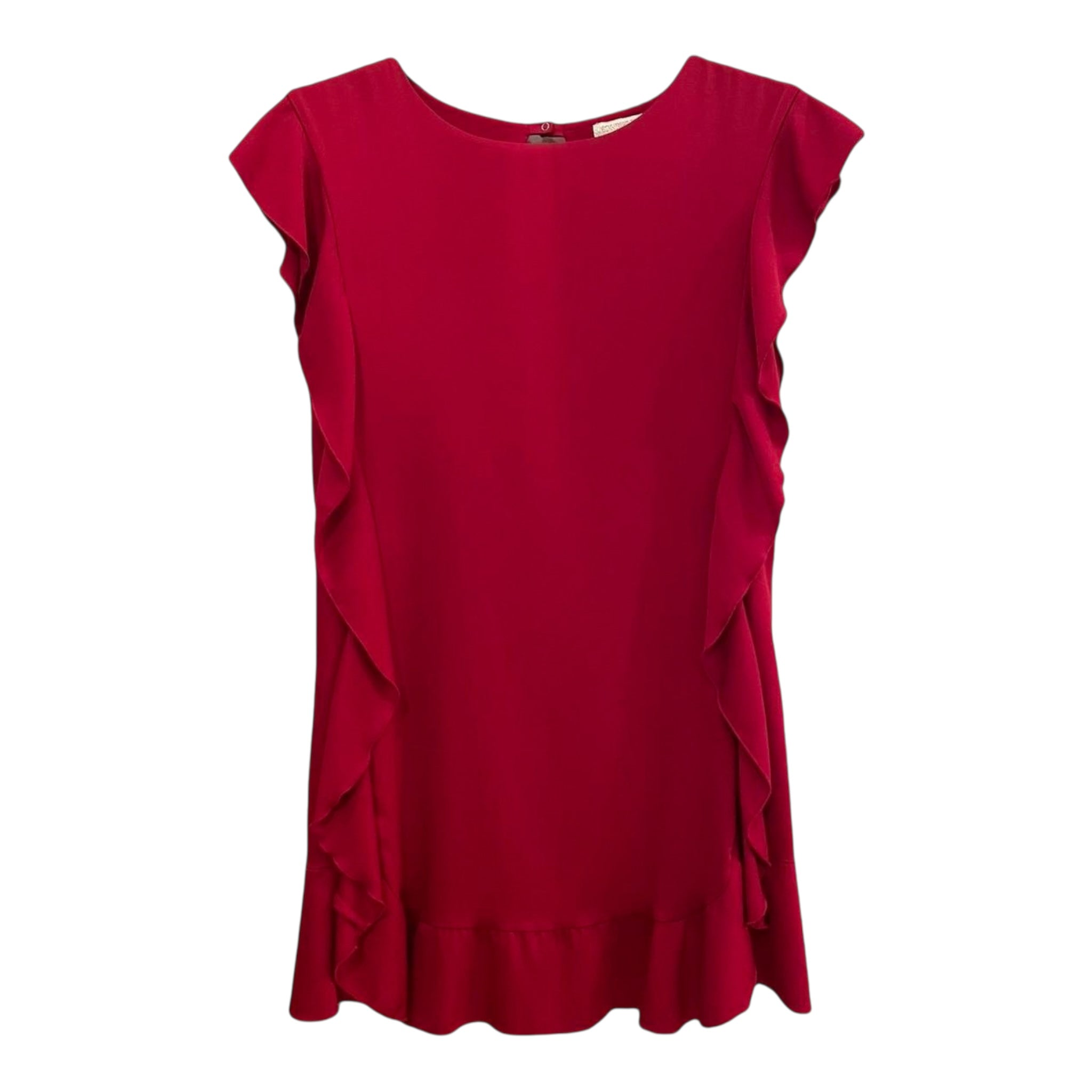 Monnalisa Abito Tinta Unita con Rouches per Bambina 711904 ROSSO MONNALISA 