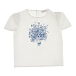 Monnalisa Camicia Mezza Manica Tinta Unita con Stampe per Bambina 719607 PANNA MONNALISA 