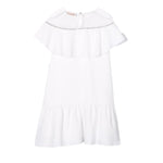 Monnalisa Abito Cerimonia Tinta Unita Mezza Manica per Bambina 719906 BIANCO MONNALISA 