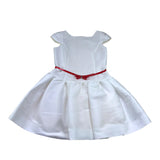 Monnalisa Abito Cerimonia Tinta Unita con Cintura per Bambina 719925 BIANCO MONNALISA 