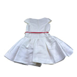 Monnalisa Abito Cerimonia Tinta Unita con Cintura per Bambina 719925 BIANCO MONNALISA 