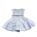 Monnalisa Abito Cerimonia Tinta Unita con Cintura per Bambina 719925 BIANCO MONNALISA 