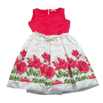 Monnalisa Abito Bicolore Giromanica con Stampa Fiori per Bambina 719926 BIANCO/ROSSO MONNALISA 