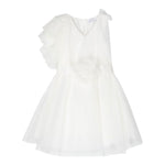 Monnalisa Abito Cerimonia Tinta Unita con Tulle per Bambina 71A914 BIANCO MONNALISA 