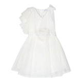 Monnalisa Abito Cerimonia Tinta Unita con Tulle per Bambina 71A914 BIANCO MONNALISA 