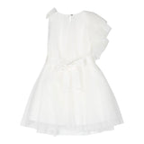 Monnalisa Abito Cerimonia Tinta Unita con Tulle per Bambina 71A914 BIANCO MONNALISA 