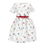 Monnalisa Abito Tinta Unita con Cintura E Fantasia Fiori per Bambina 71E909 BIANCO MONNALISA 