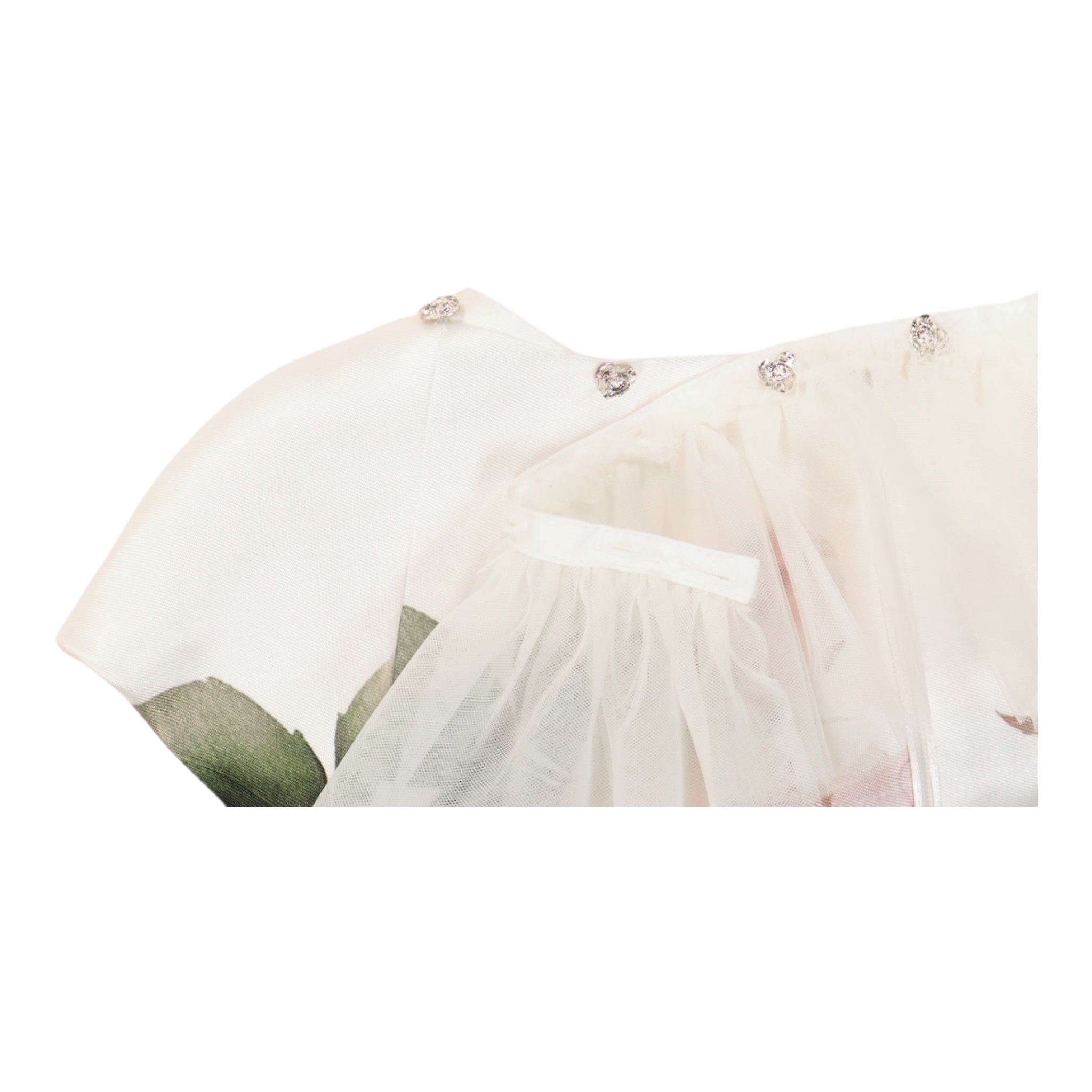 Monnalisa Abito Cerimonia Tinta Unita con Fiori per Bambina 779903 BIANCO MONNALISA 