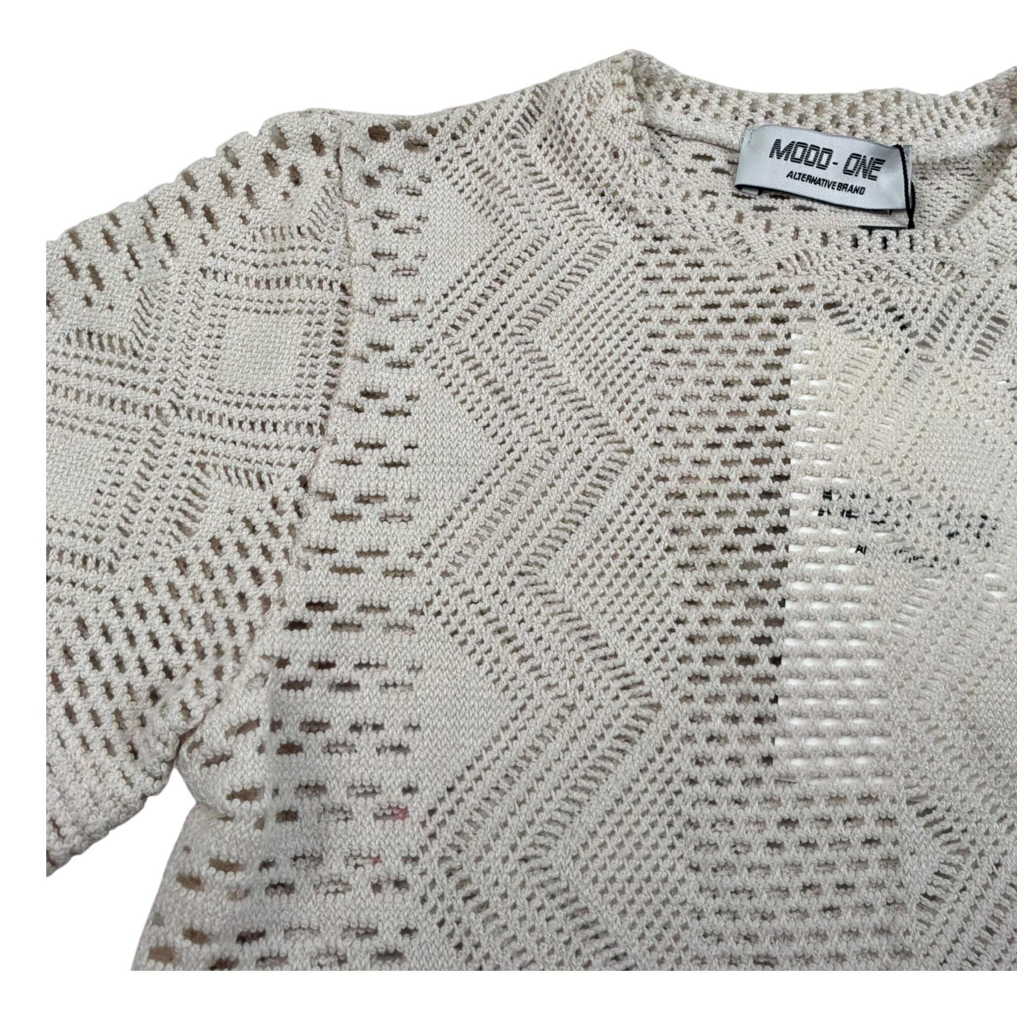 Mood_One T-Shirt Girocollo Tinta Unita con Trafori per Bambino TSHIRT02 BEIGE MOOD_ONE 