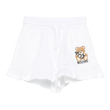 Moschino Short In Felpa Tinta Unita con Stampa per Bambina HAQ014L BIANCO MOSCHINO 