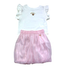 Moschino Completo 2 Pezzi T-Shirt-Gonna per Bambina HDG01R BAINCO/ROSA MOSCHINO 