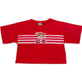 Moschino T-Shirt Modello Crop Tinta Unita con Stampa per Bambina HDM06Y ROSSO MOSCHINO 