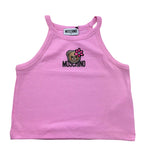 Moschino Canotta Tinta Unita con Stampa per Bambina HDM06Z ROSA MOSCHINO 