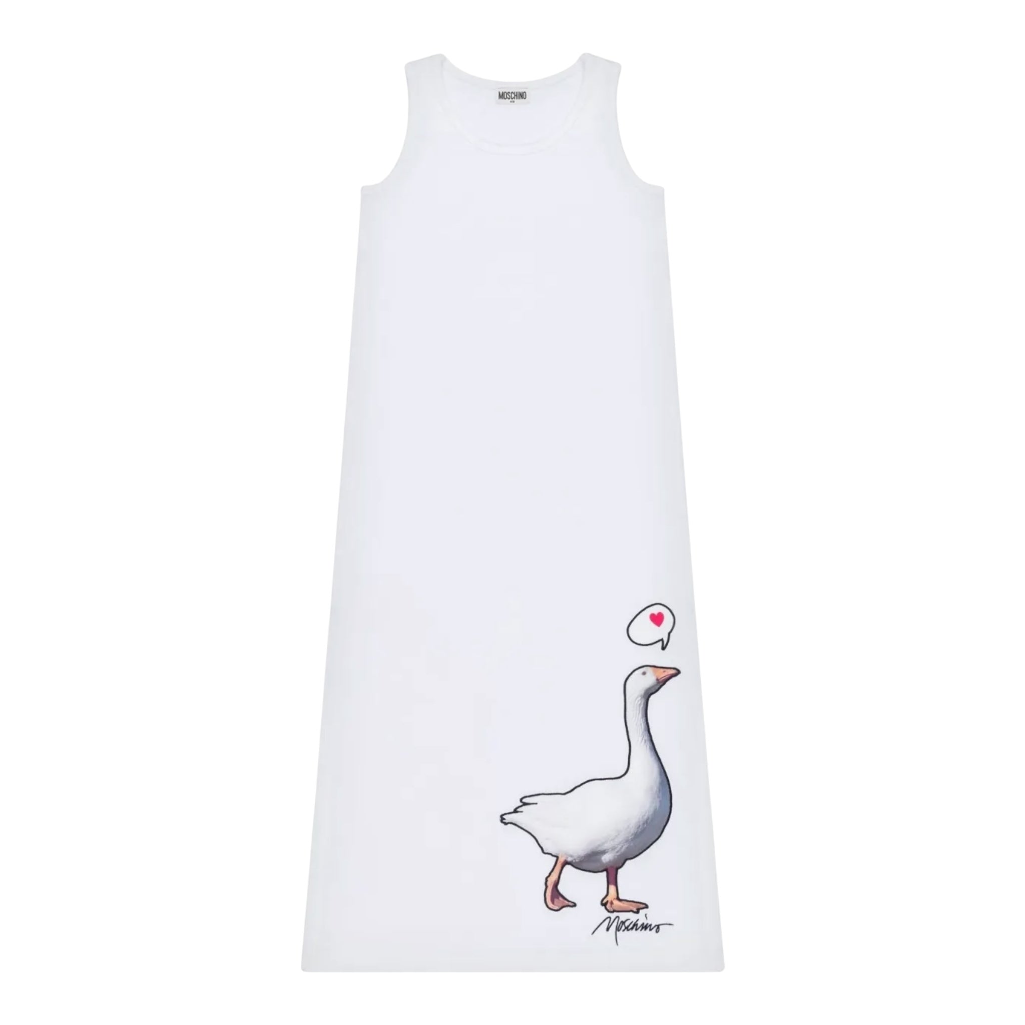 Moschino Abito Giromanica Tinta Unita con Stampa per Bambina HDV0G BIANCO MOSCHINO 