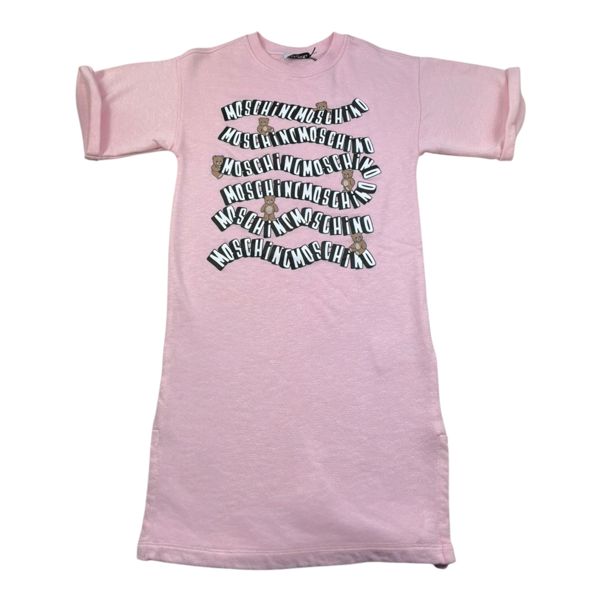 Moschino Abito Felpa Tinta Unita Girocollo con Stampa per Bambina HDV0HU ROSA MOSCHINO 