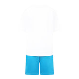 Moschino Completo 2 Pezzi T-Shirt-Bermuda Bicolore per Bambino HUG00Q BIANCO/AZZURRO MOSCHINO 