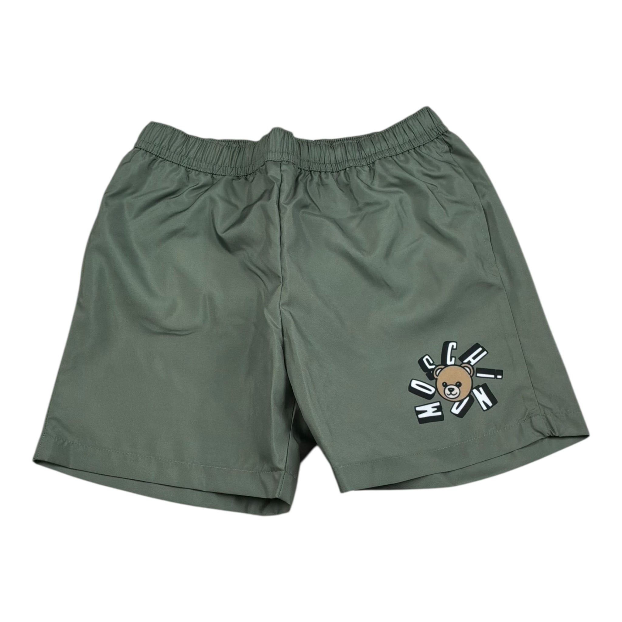 Moschino Costume Modello Boxer Tinta Unita con Stampa per Bambino HUL01L VERDE MOSCHINO 