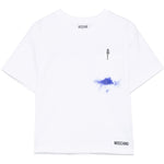 Moschino T-Shirt Girocollo Tinta Unita con Taschino per Bambino HUM055 BIANCO MOSCHINO 