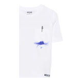 Moschino T-Shirt Girocollo Tinta Unita con Taschino per Bambino HUM055 BIANCO MOSCHINO 