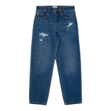 Moschino Jeans Tinta Unita con Elastico In Vita per Bambino HUP089 BLU MOSCHINO 