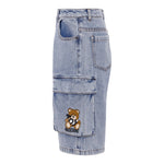 Moschino Bermuda Tinta Unita In Denim con Tasconi per Bambino HUQ023X AZZURRO MOSCHINO 