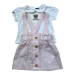 Moschino Completo 2 Pezzi Salopette-T-Shirt Bicolore per Neonata MAG00Z BIANCO/ROSA MOSCHINO 