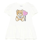 Moschino Abito Tinta Unita con Stampa per Bambina MDV0C7J BIANCO MOSCHINO 