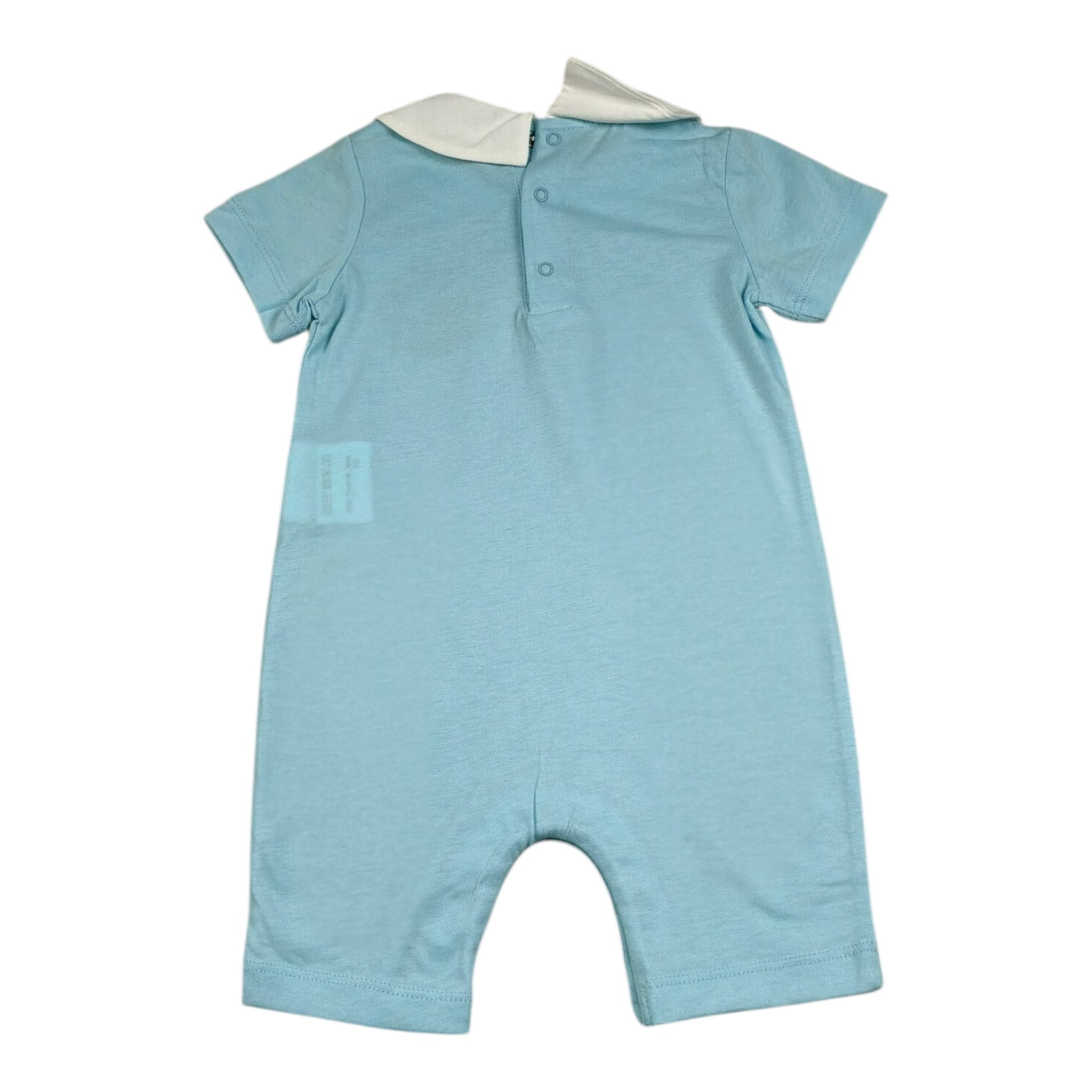 Moschino Pagliacceto Tinta Unita con Colletto per Neonato MMY03Y AZZURRO MOSCHINO 