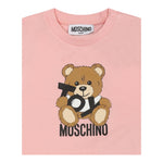 Moschino T-Shirt Girocollo Tinta Unita con Orso per Neonata MNM047L ROSA MOSCHINO 
