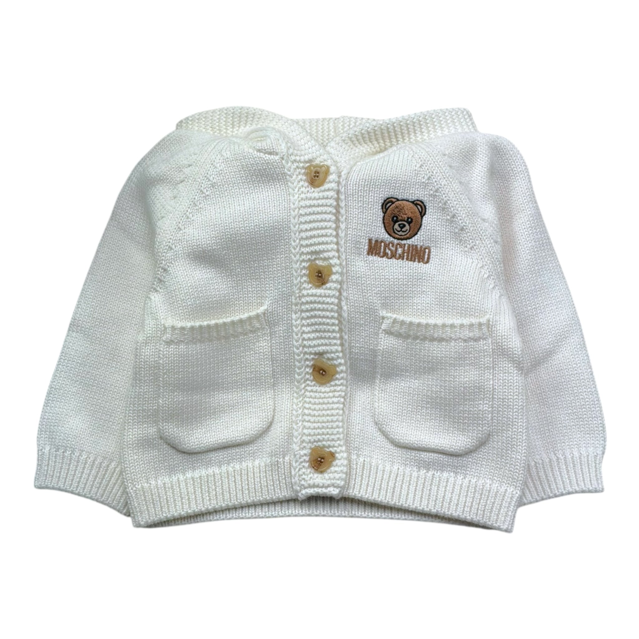 Moschino Cardigan Tinta Unita con Cappuccio per Neonata MUW00X PANNA MOSCHINO 
