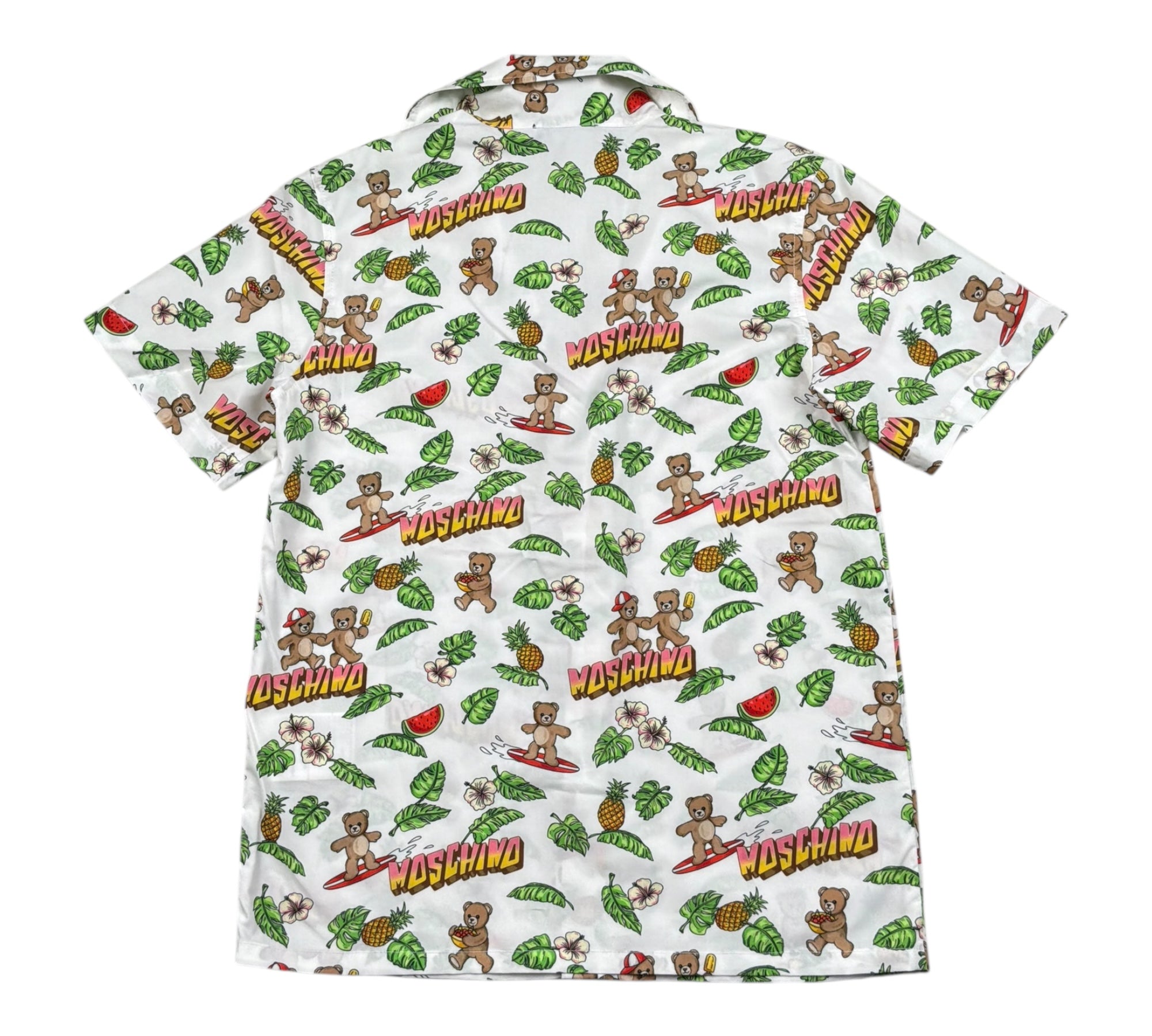 Moschino Camicia Mezza Manica Tinta Unita con Stampe per Bambino MUX01X BIANCO MOSCHINO 
