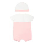 Moschino Set Pagliaccetto-Cappello Bicolore per Neonata MUY07E BIANCO/ROSA MOSCHINO 