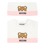 Moschino Set Pagliaccetto-Cappello Bicolore per Neonata MUY07E BIANCO/ROSA MOSCHINO 