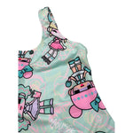 Mousse Costume Intero Tinta Unita con Stampa per Bambina COSTDOLL VERDE ACQUA MOUSSE 