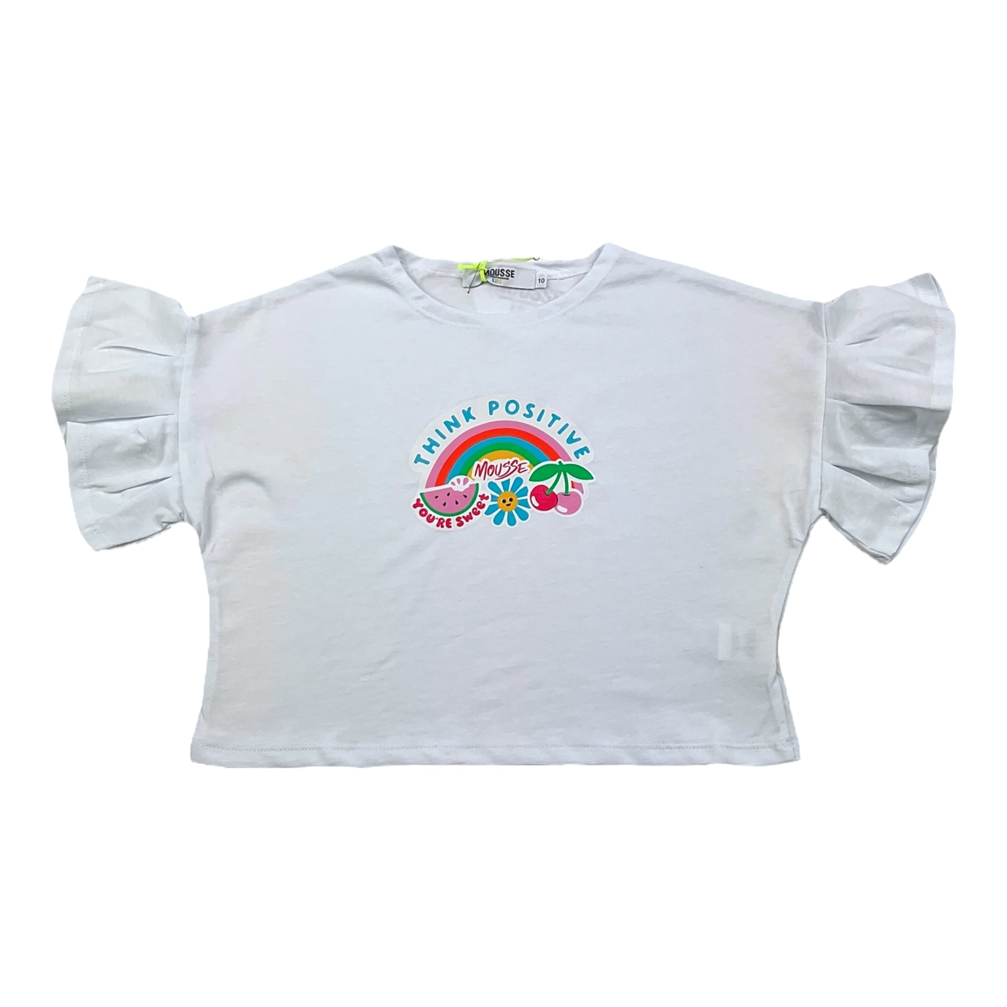 Mousse T-Shirt Girocollo Tinta Unita con Stampa per Neonata SKTSC377WN BIANCO MOUSSE 