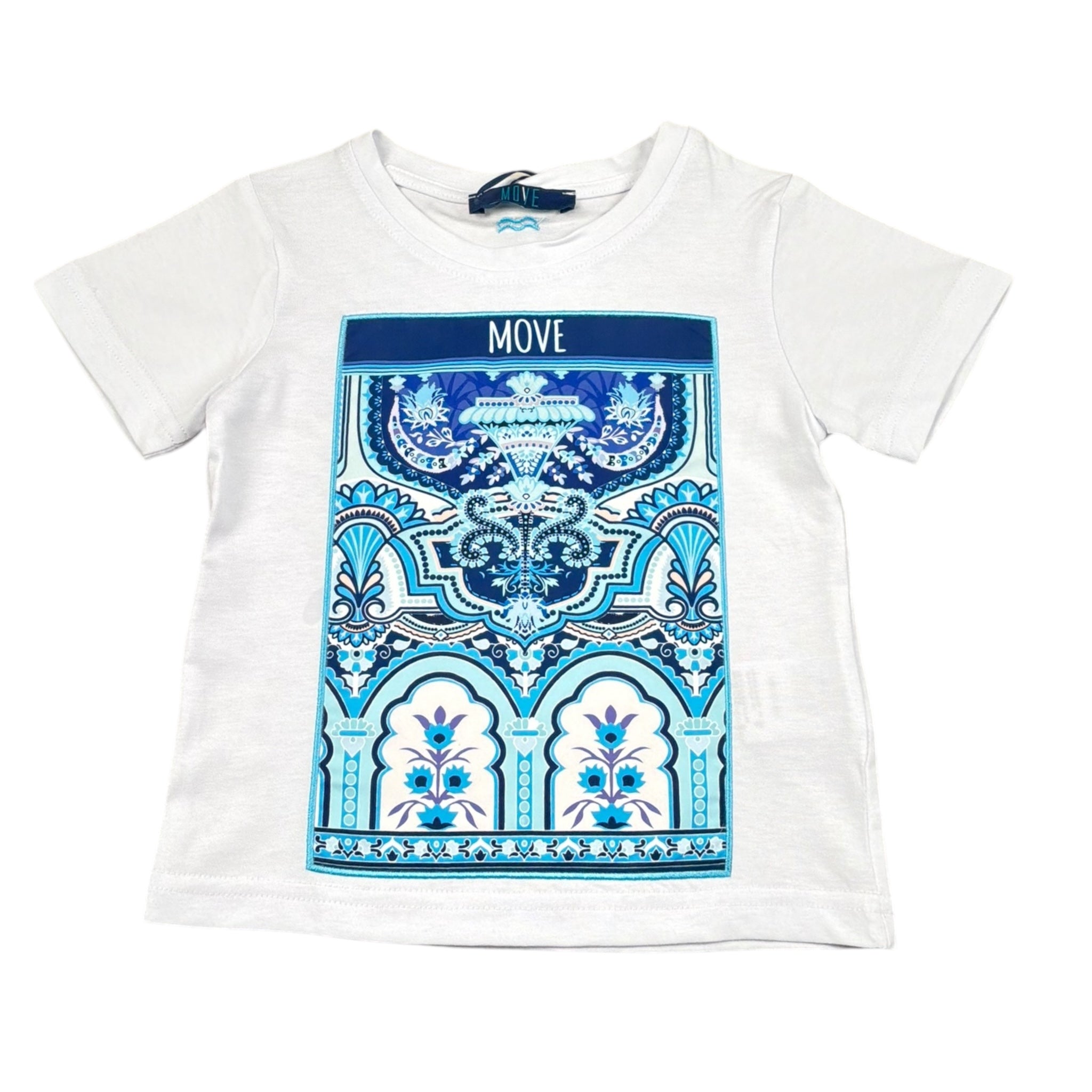 Move T-Shirt Tinta Unita Girocollo con Stampa per Bambino PRINTBIA BIANCO MOVE 