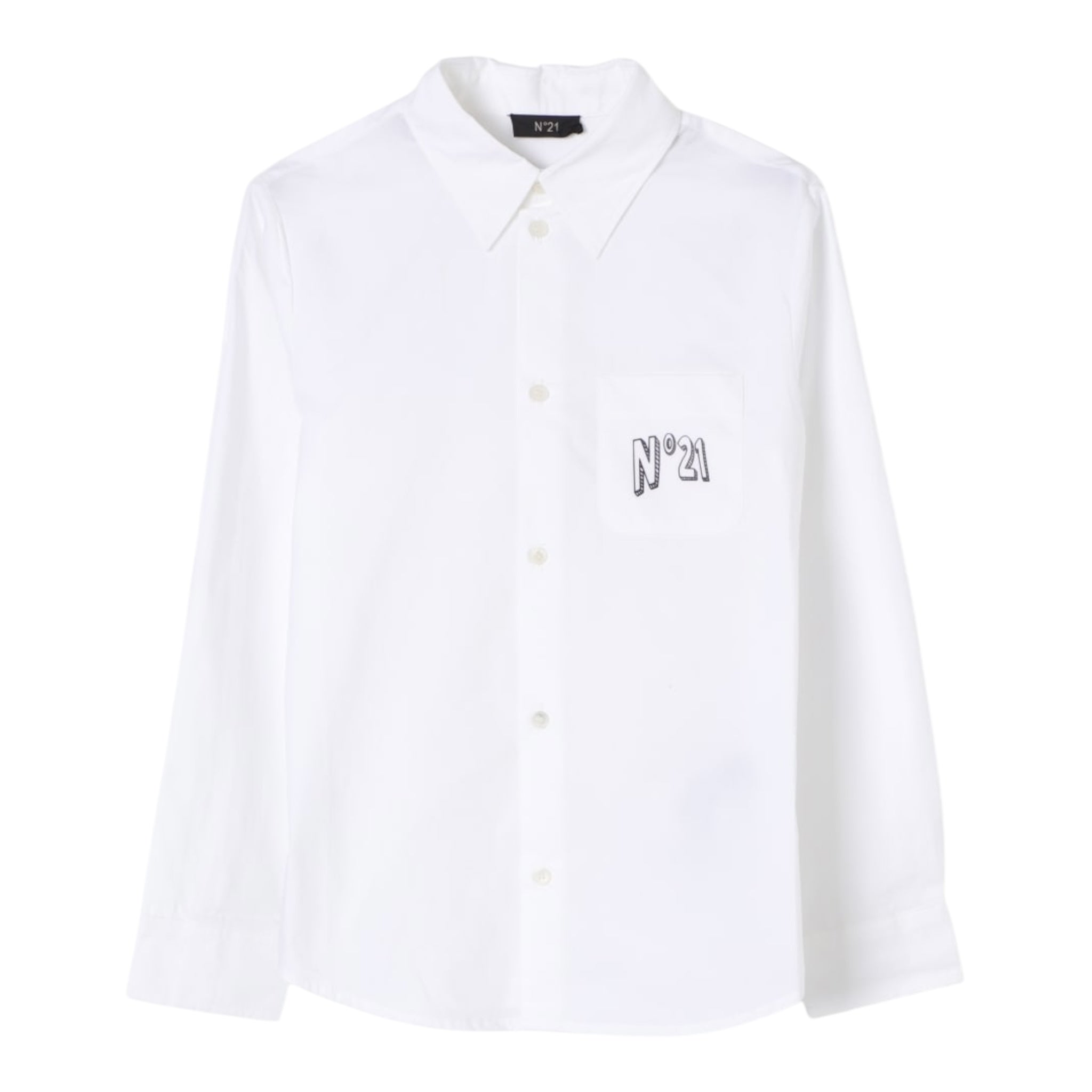 N°21 Camicia Tinta Unita con Stampa per Bambina N2102U BIANCO N°21 