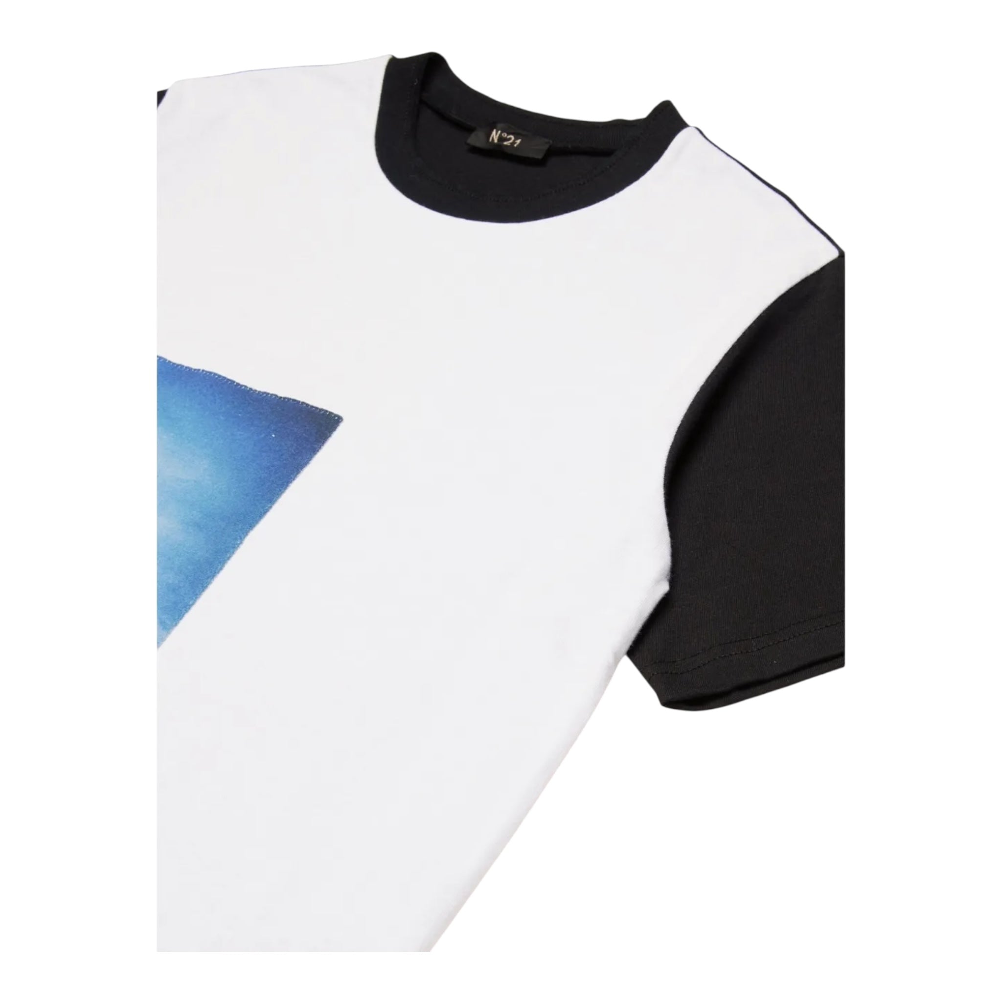 N°21 T-Shirt Girocollo Bicolore con Stampa per Bambino N2103K BIANCO/NERO N°21 