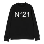 N°21 Felpa Girocollo Tinta Unita con Stampa per Bambino N21588 NERO N°21 