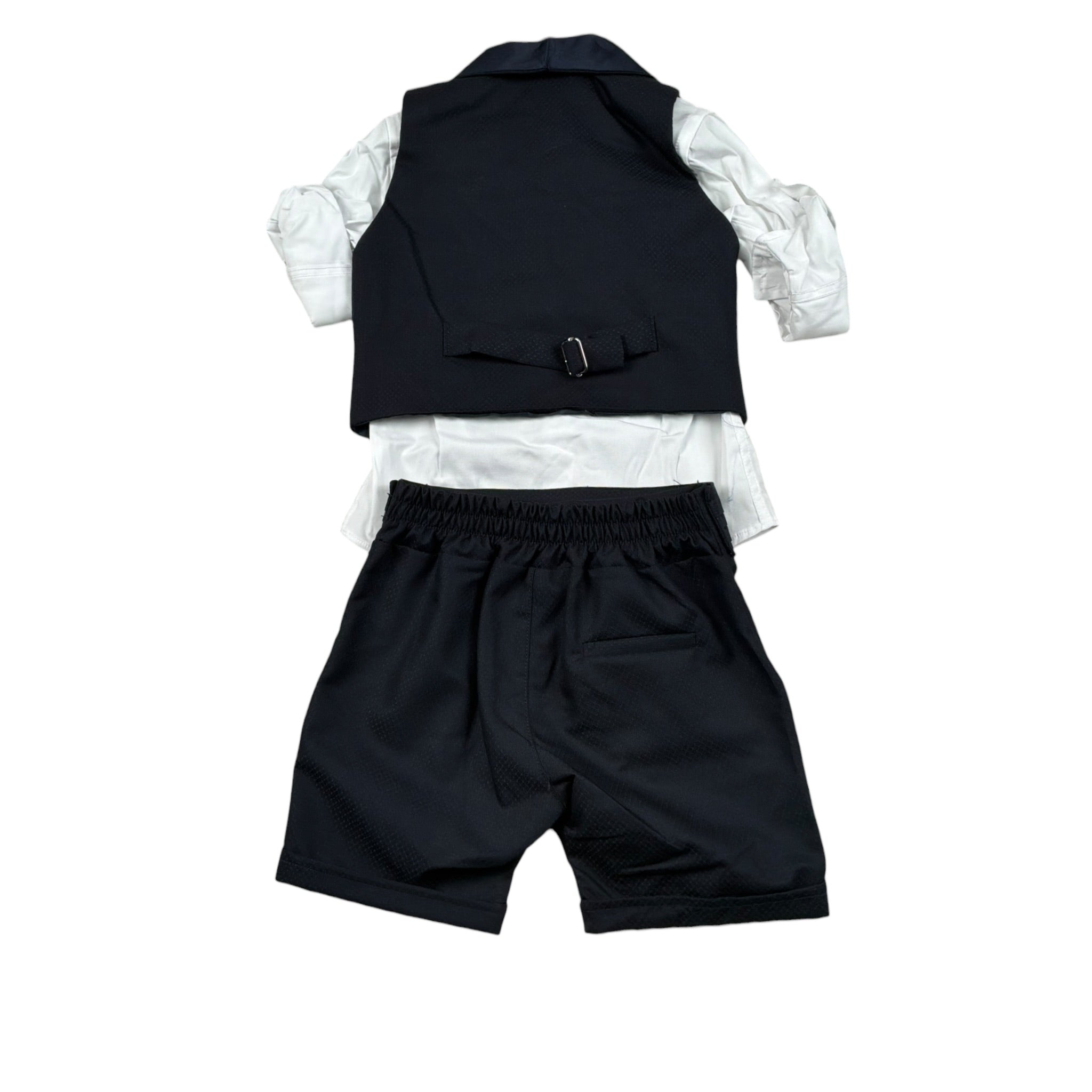 Never Too Completo 4 Pezzi Camicia-Bermuda-Gilet-Papillion per Neonato GM2242N BLU NEVER TOO 