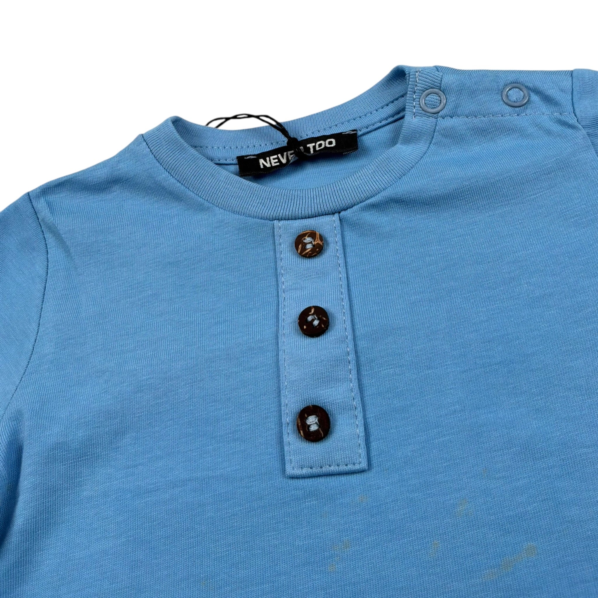 Never Too T-Shirt tinta unita con Bottoni Blu per Neonato NT2455N BLU NEVER TOO 