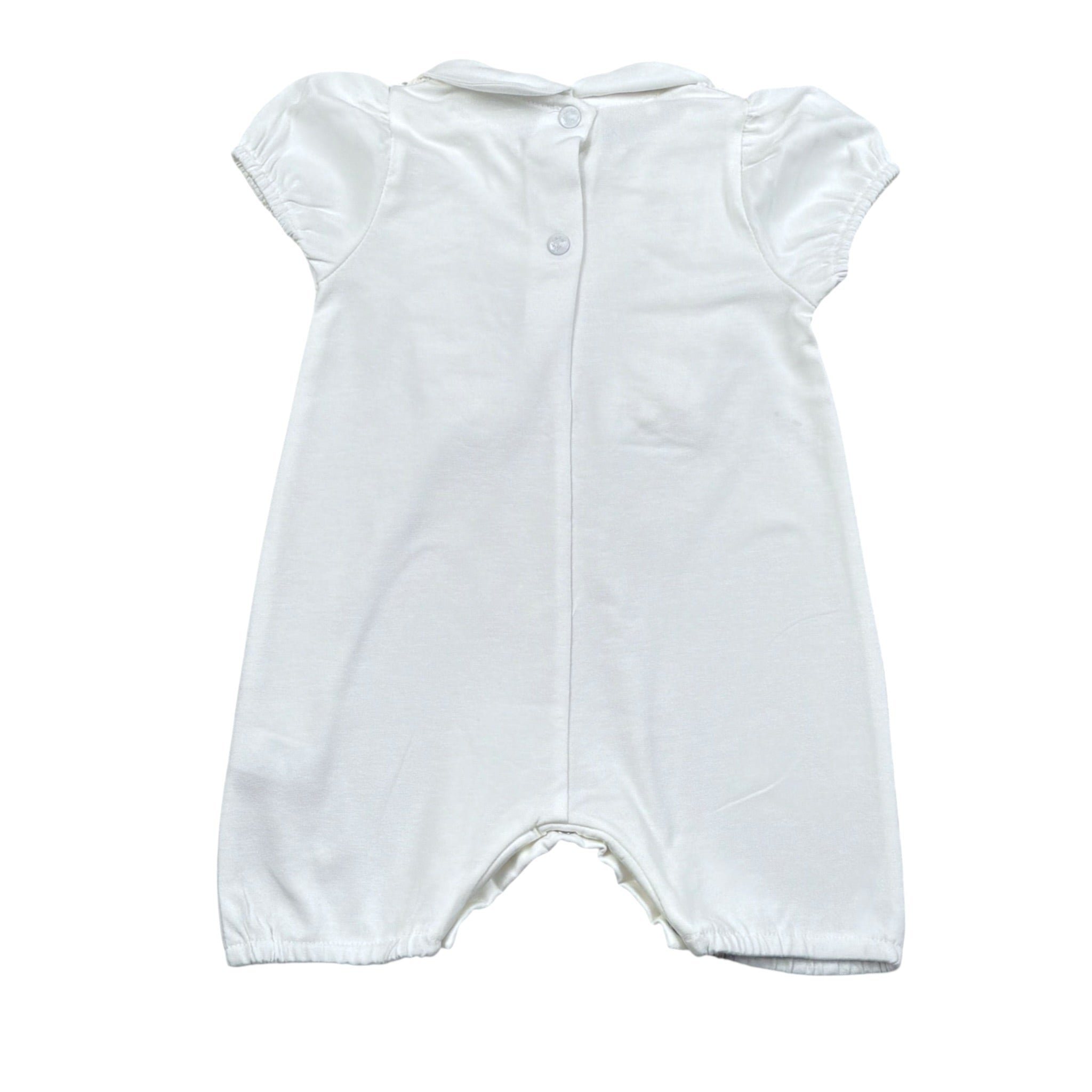 Ninnaoh Pagliaccetto Mezza Manica Tinta Unita con Ricami per Neonata E2471P BIANCO NINNAOH 