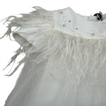 Nunzia Corinna Abito Giromanica tinta unita con Tulle Bianco per Neonata NB2013742 BIANCO NUNZIA CORINNA 