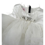 Nunzia Corinna Abito Giromanica tinta unita con Tulle Bianco per Neonata NB2014419 BIANCO NUNZIA CORINNA 