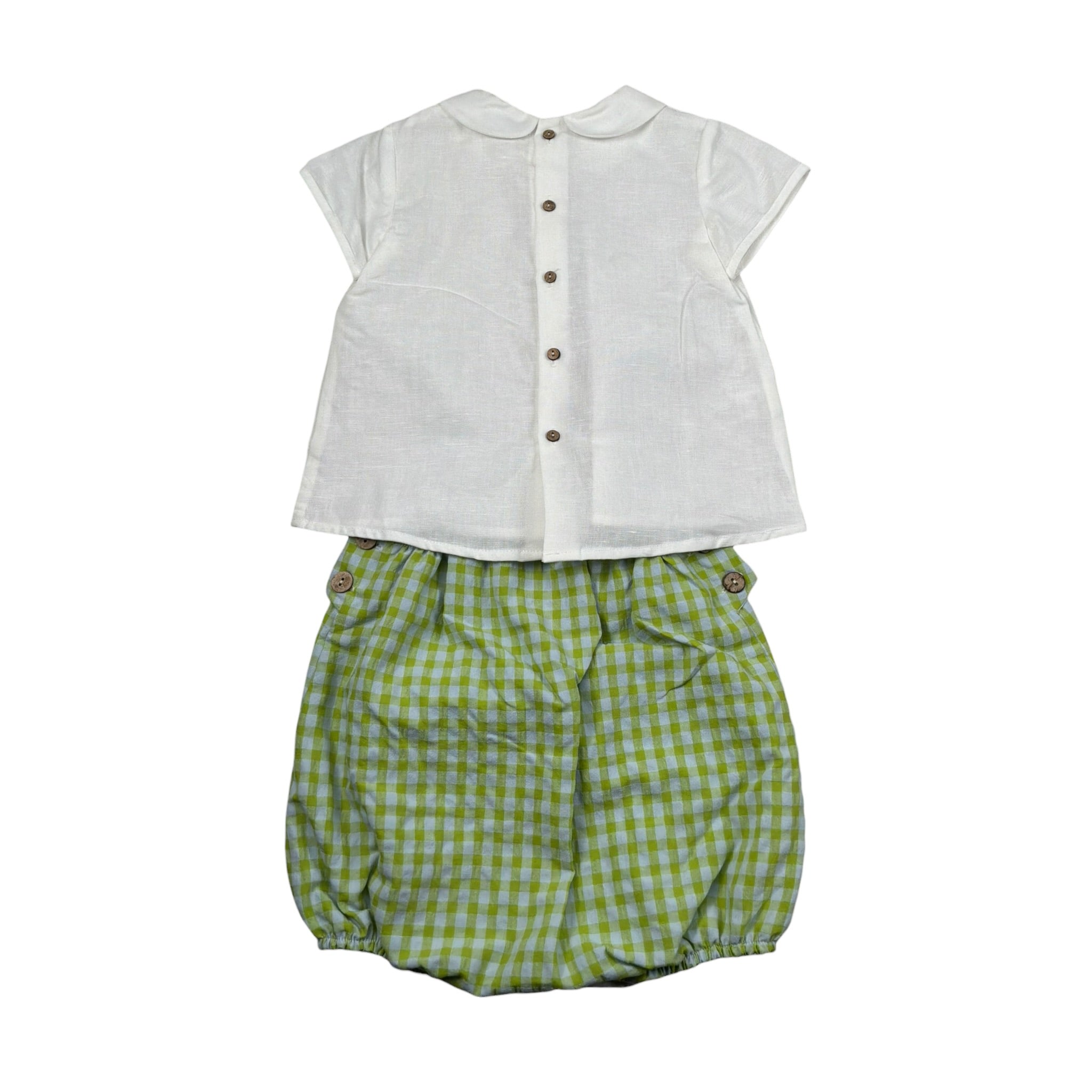 Pangasa Completo 2 Pezzi Camicia-Salopette per Neonato 25858700 BIANCO/VERDE PANGASA 