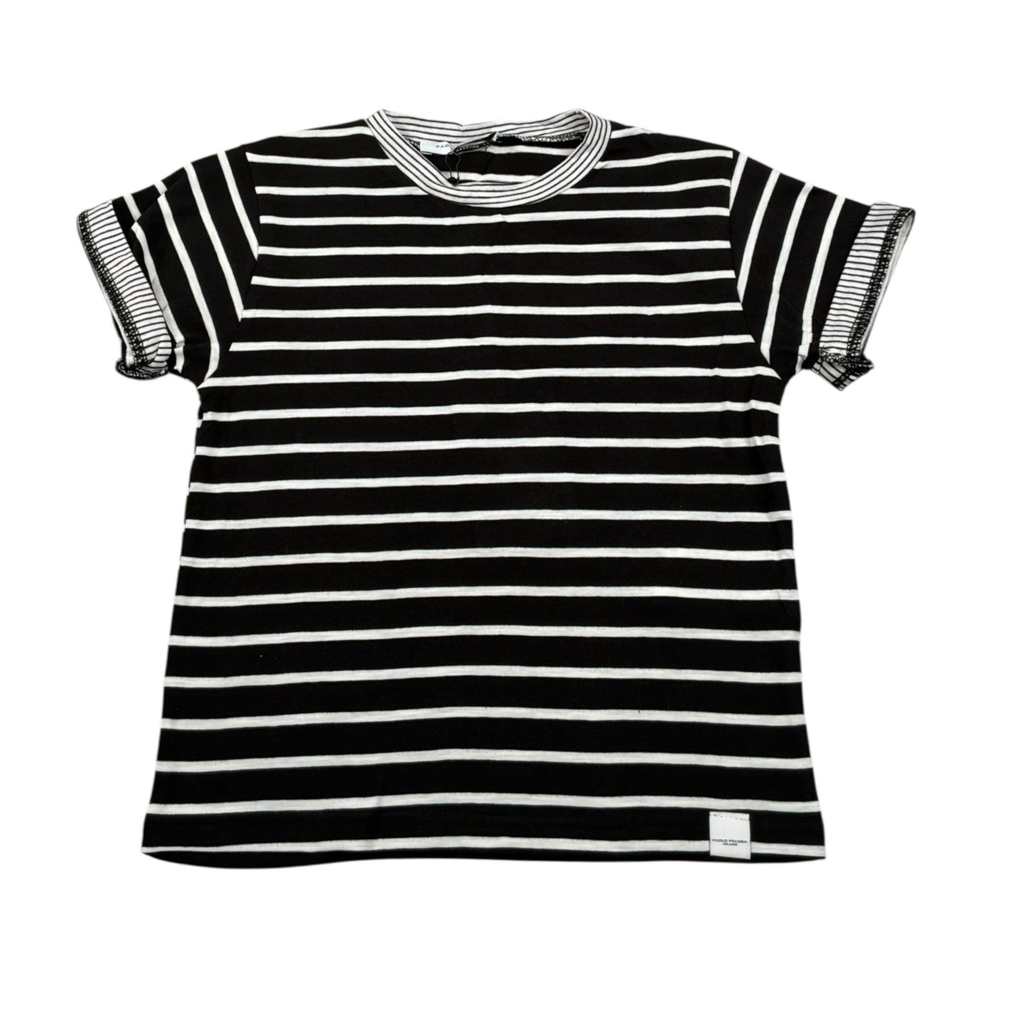 Paolo Pecora T-Shirt Bicolore con Fantasia A Righe Nero per Bambino P3668 NERO PAOLO PECORA 