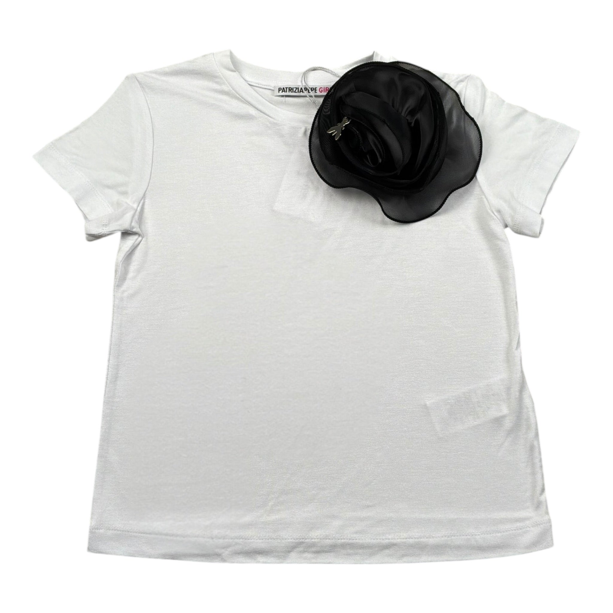 Patrizia Pepe T-Shirt Girocollo Tinta Unita con Applicazione per Bambina 7M0897 BIANCO PATRIZIA PEPE 