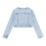 Patrizia Pepe Giubbino In Denim tinta unita con Bottoni Azzurro per Bambina 7O0038X AZZURRO PATRIZIA PEPE 