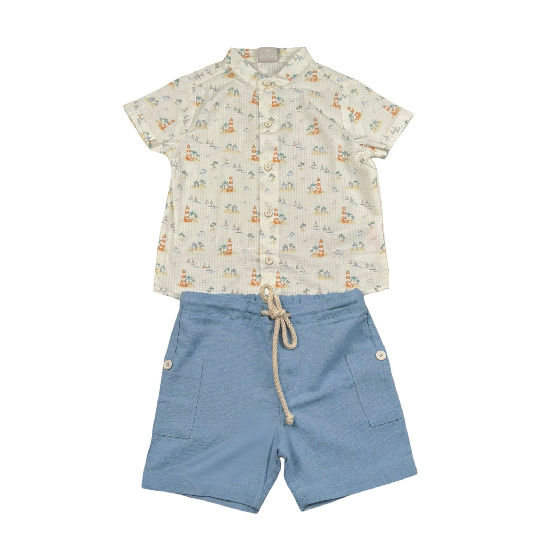 Paz Rodriguez Completo 2 Pezzi Camicia-Bermuda per Bambino 006151526J BIANCO PAZ RODRIGUEZ 